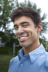 Wall Mural - Sourire, heureux, joie, homme, jeune, étudiant, visage