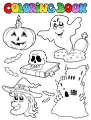 Wall Mural - Coloring book Halloween topic 9