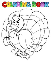 Canvas Print - Coloring book happy turkey