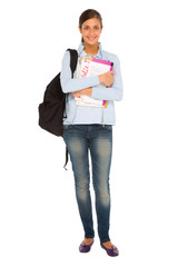 Wall Mural - teenage girl with backpack and books