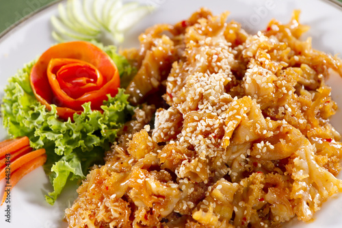 Tapeta ścienna Jellyfish sesame, brown jelly fish with sesame oil chinese food
