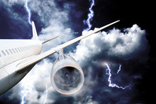 Airplane Crash In A Storm With Lightning