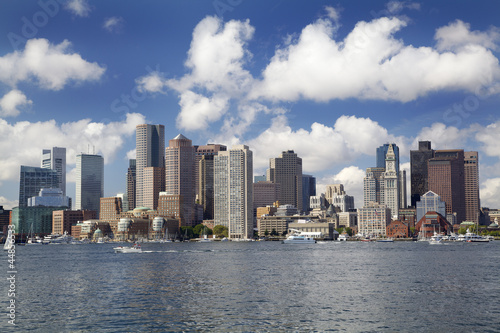 Board z aluminiowym obramowaniem Boston skyline i port wewnętrzny, usa