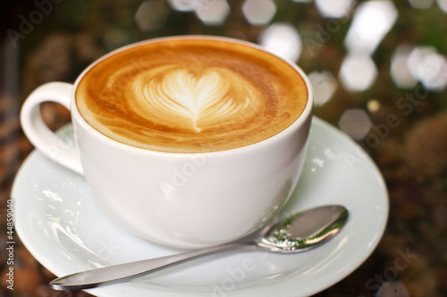Fotografie, Obraz Cappuccino or latte coffee with heart shape