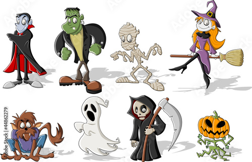 Fototapeta na wymiar Funny cartoon classic halloween monster characters