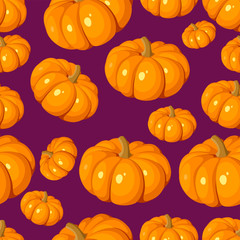 Wall Mural - Seamless pattern with pumpkins. Vector illustration.