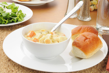 Sticker - Chicken dumpling soup with salad