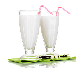 Vanilla milk shakes isolated on white