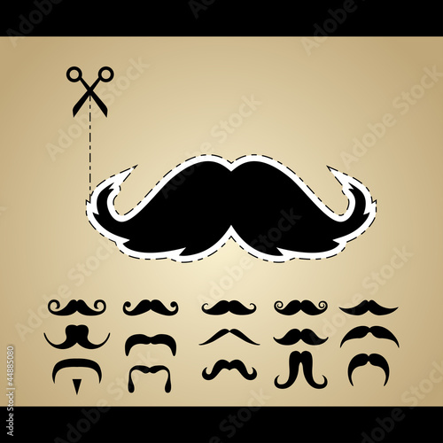 Naklejka - mata magnetyczna na lodówkę Vector set of hipster mustache