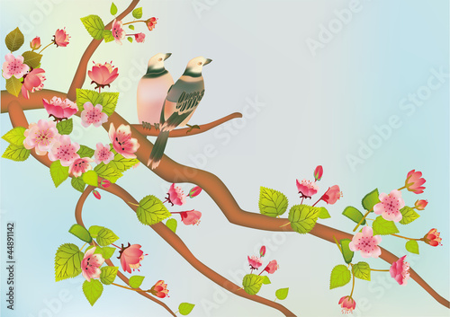 Board z aluminiowym obramowaniem Ptak sakura. 