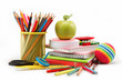 © trotzolga - School and office supplies on white background. Back to school.