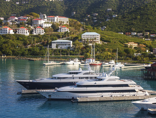 Sticker - Two Luxury Yachts on Coast of St Thomas