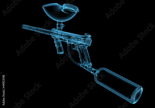 Board z aluminiowym obramowaniem Pistolet paintball (3d xray niebieski przezroczysty)