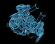 Vehicle motor (3D xray blue transparent)