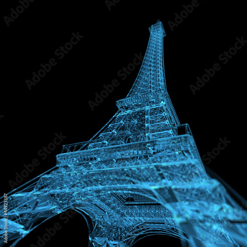 Fotoboard na płycie Wieża eiffla (3d xray niebieski przezroczysty)