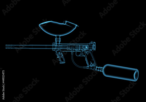 Board z aluminiowym obramowaniem Pistolet paintball (3d xray niebieski przezroczysty)