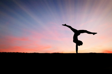 Canvas Print - sunset handstand