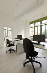 interior, office with furniture, computers