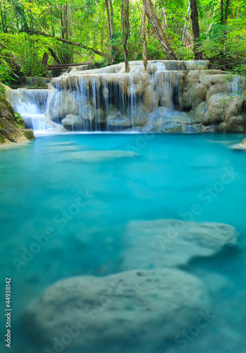 Fotoboard na płycie Erawan wodospad, kanchanaburi, tajlandia