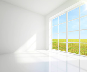 Wall Mural - gray room  and field