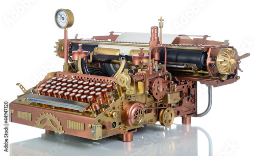 Obraz na płótnie canvas dwuczęściowy "dyptyk" Maszyna do pisania steampunk.