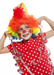 Fototapete - little girl with clown costume
