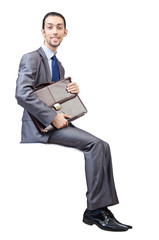 Wall Mural - Man with briefcase on white