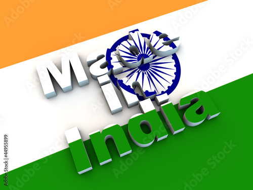 Plakat na papierze fotorealistycznym Wykonane w Indiach na banderą Indii