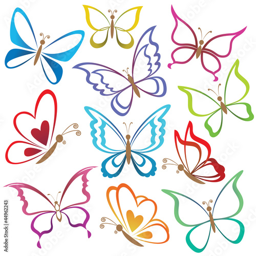 Nowoczesny obraz na płótnie Set abstract butterflies