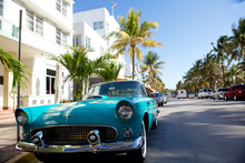 View Of  Ocean Drive With A Vintage Car