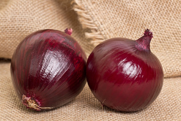 onions on a background bag