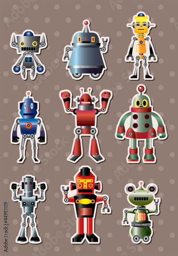 Obraz na płótnie canvas trzyczęściowy "tryptyk" Sticers robotów kreskówek