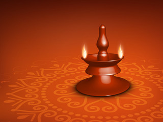 Sticker - Beautiful illuminating Diya background for Hindu community festi