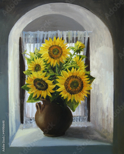 Obraz w ramie Sunflowers on The Window