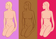 Vector Figure Drawings. Three colored variations.