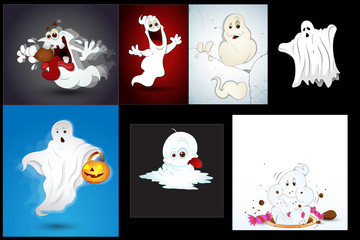 Wall Mural - Halloween Ghosts Vectors