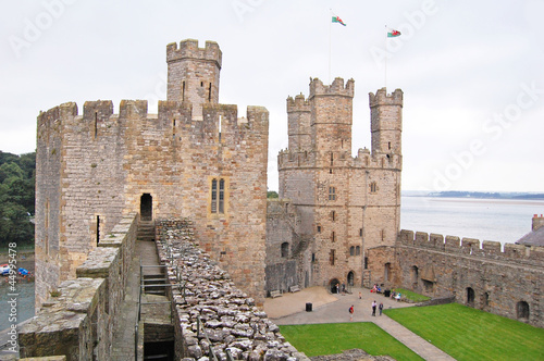 Obraz na płótnie canvas trzyczęściowy "tryptyk" Blanki zamku Caernarfon