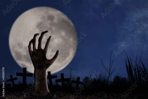 Fotoboard na płycie Ręka zombie na cmentarzu