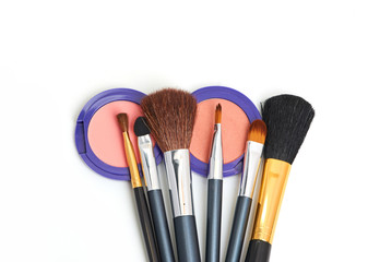 makeup brush and cosmetics