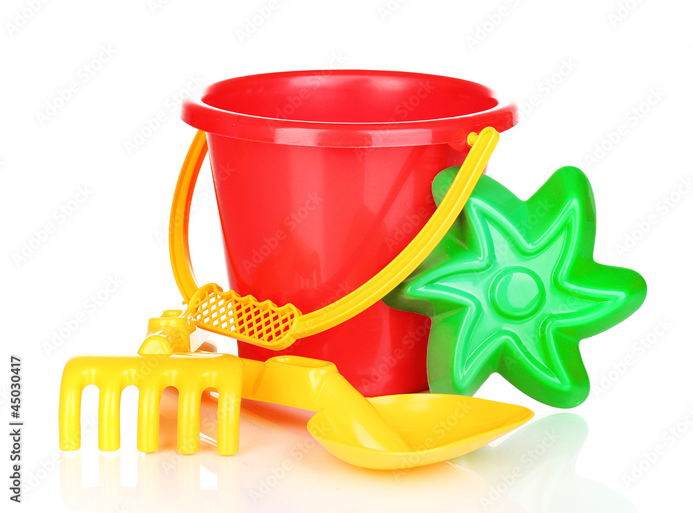 Children's beach toys isolated on white