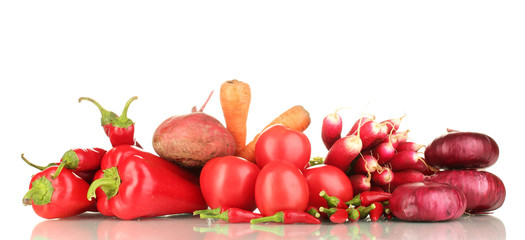 fresh red vegetables isolated on white