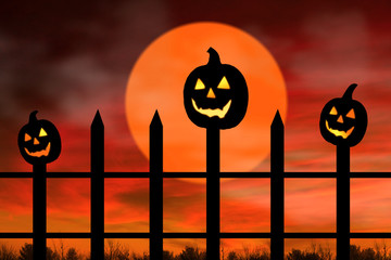 Wall Mural - scary pumpkins