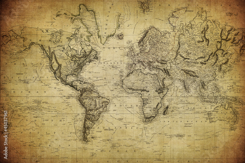 Obraz na płótnie canvas dwuczęściowy "dyptyk" Vintage mapa świata 1814..