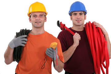 Wall Mural - An electrician and a plumber.