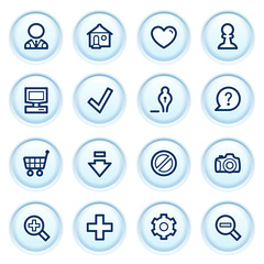 Canvas Print - Basic web icons on blue buttons.