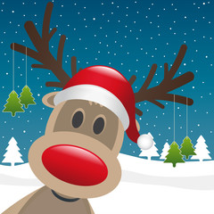 Sticker - rudolph reindeer red nose and hat