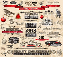 2013 Christmas Vintage Typograph Design Elements