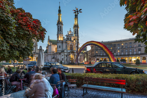 Nowoczesny obraz na płótnie Zbawiciela square in Warsaw, Poland