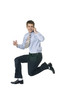 © newvave - Smile businessman Using CellPhone jumping