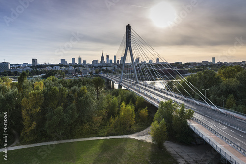 Naklejka ścienna Panorama of Warsaw in Poland